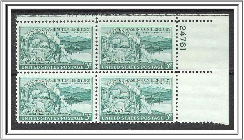 US Plate Block #1019 Washington Territory MNH