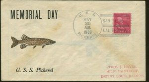 1939 San Diego California U.S.S. Pickerel Memorial Day Postal Cover