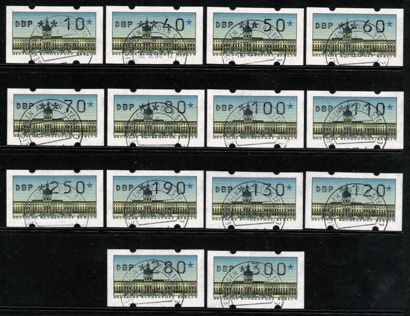 GERMANY BERLIN 1987 MACHINE LABELS USED 1st ISSUE C.T.O. SET of 14 SUPERB