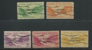 Canal Zone CO8-CO12 Type II Airpost Official Set of 5 Stamps BY2169