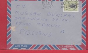 RARE 72c single use to  >> POLAND << with receivers Canada cover