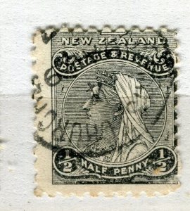 NEW ZEALAND; 1880s classic QV Side Facer issue fine used 1/2d. value