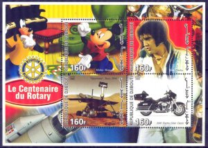 Djibouti 2005 Rotary Club 100 Years W. Disney Space E. Presley Sheet MNH