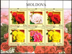 Moldova 2012 Flowers Roses S/S of 6 MNH