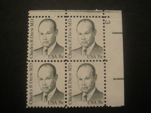 Scott 1865, 35c Charles R Drew MD, PB4 #3 UR, MNH Great Americans, Durland Prem