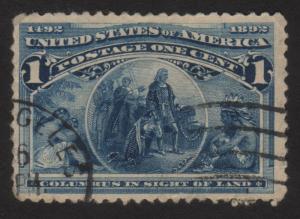 1893, US, 1c Used, Columbus in Sight of Land, Sc 230