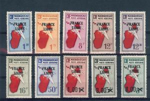 Malagasy Republic, C27-36, Airplane & Map Singles,**Hinged**