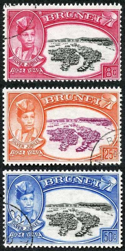 Brunei SG93/5 1949 Silver Jubilee Set of 3 Fine Used