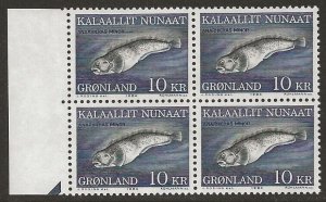 1981-86 Greenland Fish 10k #137 BLOCK VF-NH, Zero Gum CV $22.00-