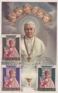 Vatican City Mi 220-222 FDC Maxicard Pope Pius X Saint SCARCE! ZAYIX 0224M0142