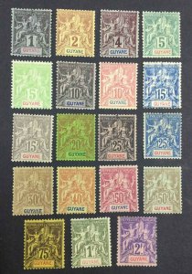 MOMEN: FRENCH GUIANA SC #32-50 1892-1904 MINT OG H LOT #63155