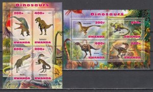 Rwanda, 2013 Cinderella issue. Dinosaurs on 2 sheets. ^