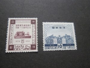 Japan 1954 Sc 604-5(605 small thin) set MN/MNH