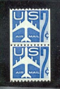 US Stamp #C52 MLH - Silhouette of Jet Airliner Coil LIne Pair