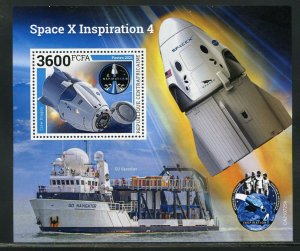 CENTRAL AFRICA  2021 SPACE  X INSPIRATION 4 SOUVENIR SHEET MINT NEVER HINGED