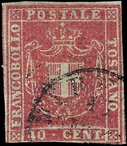 VEGAS - 1860 Tuscany Italy 40c Stamp -Sc# 21 - Cat= $350 - FV564