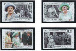 Norfolk Is 688-91 MNH 1999 Queen Mother 100th Birthday (ak3527)