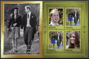 Bequia Gren St Vincent Stamps 2010 MNH Royal Engagement William & Kate 4v M/S II