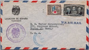 SCHALLSTAMPS HONDURAS 1950 POSTAL HISTORY OFFICIAL SPAIN LEGATION COVER ADDR USA