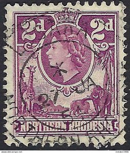 NORTHERN RHODESIA 1953 QEII 2d Reddish-Purple SG64 Used