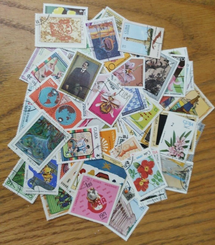 Cuba  stamp accumulation, kiloware ,200 different used off paper stamps,