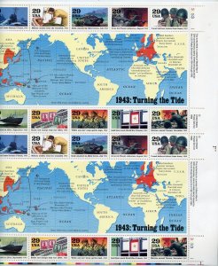 UNITED STATES SCOTT #2768 WORLD WAR II TURNING THE TIDE COMPLETE SHEET MINT NH