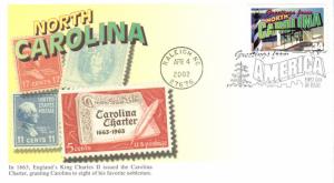 #3593 Greetings From North Carolina Mystic FDC