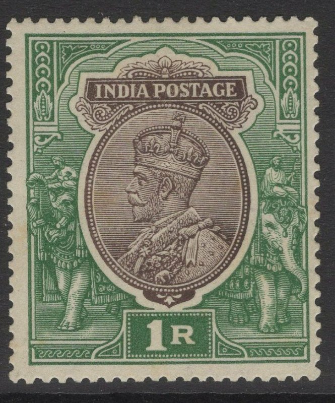 INDIA SG185 1913 1r RED-BROWN & DEEP BLUE-GREEN MTD MINT