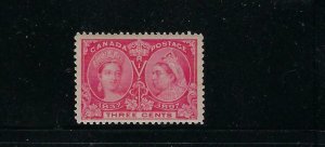 CANADA SCOTT #53 1897 JUBILEE ISSUE 3 CENTS (BRIGHT ROSE ) - MINT LIGHT  HINGED