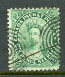 Canada scott 18 Queen Victoria green 12 1/2 Used Slight Thin