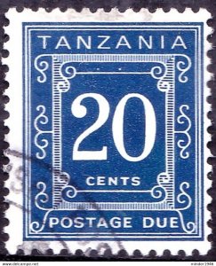TANZANIA 1967 QEII 20c Deep Blue Postage Due SGD3 Fine Used