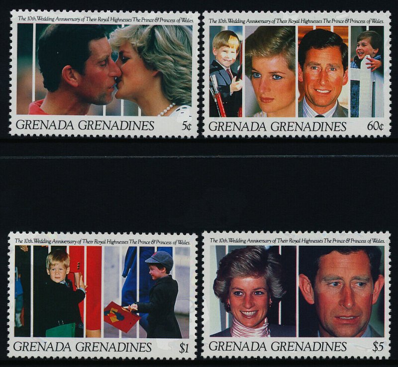 Grenada Grenadines 1331,4-5,8 MNH Prince Charles, Princess Diana, William