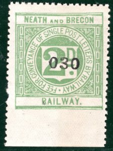 GB QV Wales N&BR RAILWAY Letter Stamp 2d (1901) *NEATH & BRECON* Mint MM SBW61