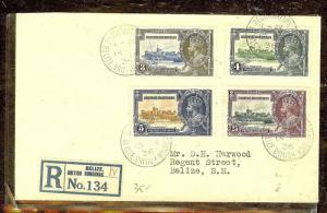 BRITISH HONDURAS (P2110B)  SILVER JUBILEE SET ON REG COVER TO BELIZE