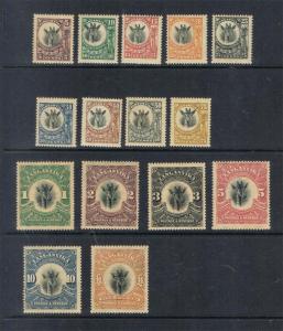 Tanganyika 1922 SG 74-88 set of 15 MH Cat. ?820 - Scarce set