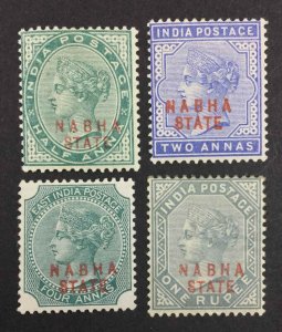 MOMEN: INDIA NABHA SG #10-13 1885-1900 MINT OG H £290 LOT #63754