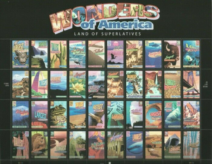 MALACK 4033 - 72, 39c Wonders of America,  Sheet, ST..MORE.. stock4033-72