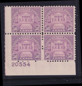 BOBPLATES #701 Arlington Lower Left Plate Block 20554  XF NH SCV=$230++