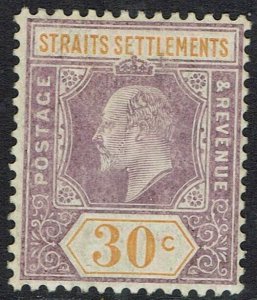 STRAITS SETTLEMENTS 1906 KEVII 30C