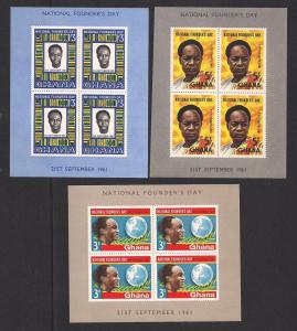 GHANA SC# 104a, 105a, 106a F-VF MNH 1961