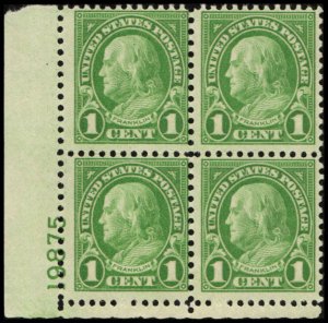 US #632 FRANKLIN MNH LL PLATE BLOCK #19875