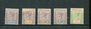 LEEWARD ISLANDS SCOTT #3/7 MINT NO GUM  HINGED --SCOTT VALUE $ 71.00