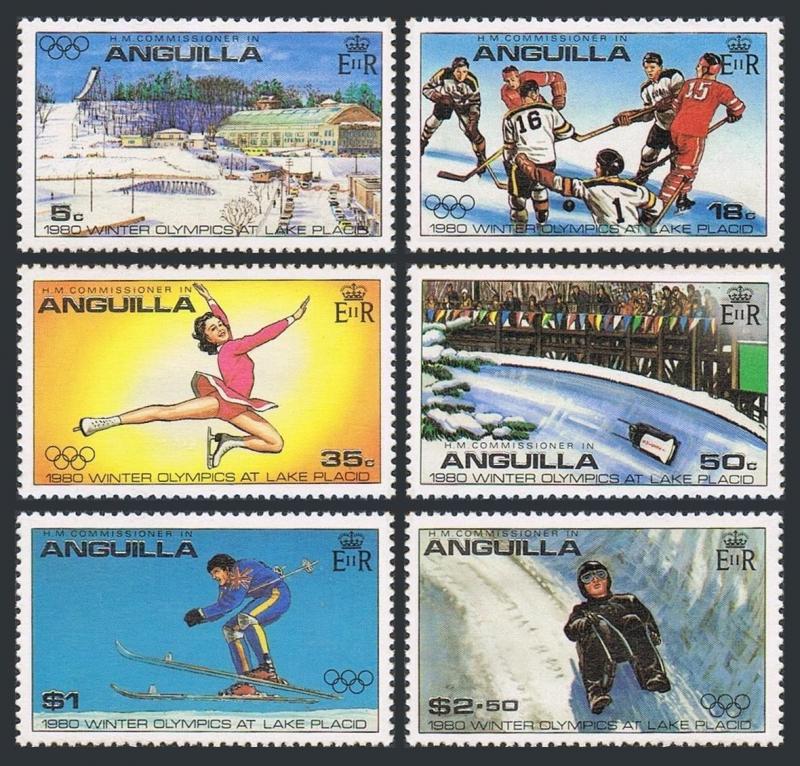 Anguilla 375-380,380a,MNH.Michel 373-378,Bl.30. Olympics Lake Placid-1980.Hockey