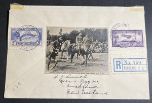 1935 Registered New Zealand Airmail First Flight Cover Auckland to England King