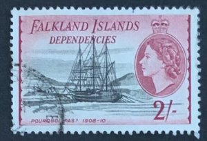 FALKLAND ISLANDS DEPENDENCIES 1954 DEFINITIVE 2/- FINE USED CAT £25