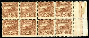 USAstamps Unused FVF US 1869 Pictorial Margin Block of 8 Scott 113 OG MHR +Grill