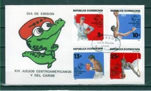 Dominican Rep., Scott cat. 866, C368-370. Sports issue. First Day cover.