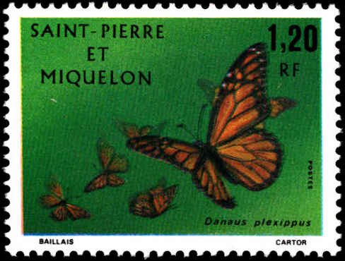 St. Pierre & Miquelon #439-440, Complete Set(2), 1975, Butterflies, Never Hinged