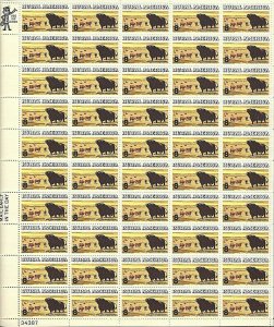ORLEY STAMPS US SCOTT Cat # 1504  8¢ Angus Cattle,  MINT SHEET MNH/OG