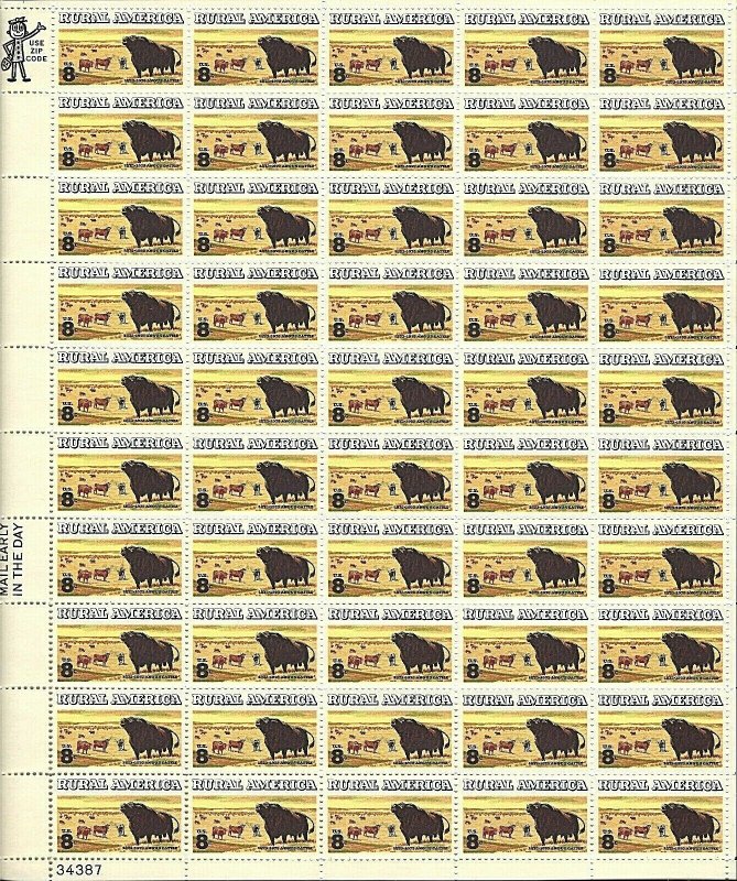 ORLEY STAMPS US SCOTT Cat # 1504  8¢ Angus Cattle,  MINT SHEET MNH/OG
